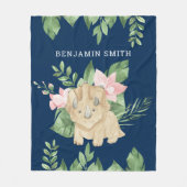 Rustige Waterverf Oerwoud Triceratops Cute Dinosau Fleece Deken (Voorkant)