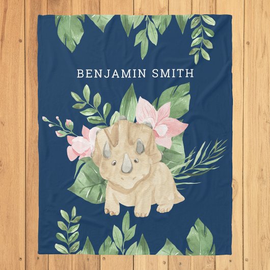 Rustige Waterverf Oerwoud Triceratops Cute Dinosau Fleece Deken