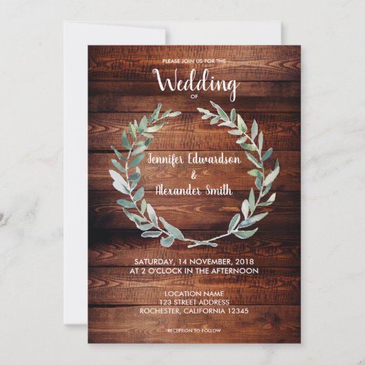 Rustige waterverf olijfbladeren monogram Weddensch Kaart (Voorkant)