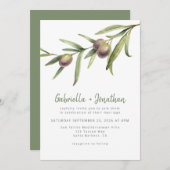 Rustige Waterverf Olive Branch Green Wedding Kaart (Voorkant / Achterkant)