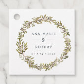 Rustige Waterverf Olive Wreath Wedding Bedankjes Labels (Voorkant)