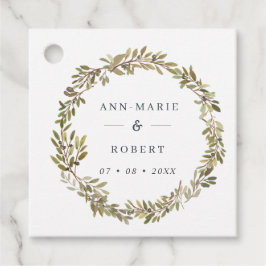Rustige Waterverf Olive Wreath Wedding Bedankjes Labels