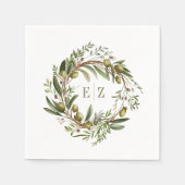 Rustige Waterverf Olive Wreath Wedding Servet (Voorkant)