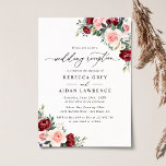 Rustige Waterverf - Ontvangst van het huwelijk Kaart<br><div class="desc">Dit elegante Romantic Blooms collectie is voorzien van waterverf-schotwit en bloemen met groene bladeren in combinatie met een klastige serif en een delicaat sans lettertype in zwart,  en stoffig roos terug met een aanpasbaar monogram. Overeenkomende objecten beschikbaar.</div>
