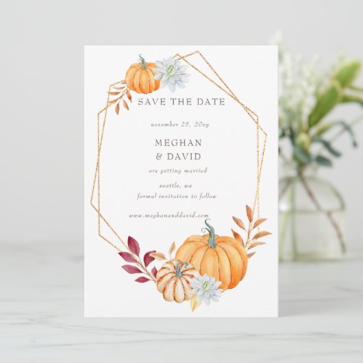 Rustige Waterverf Oranje pompoenen Aankondiging (Staand voorkant)