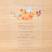 Rustige Waterverf Oranje pompoenen Acryl Uitnodigingen (Voorkant)