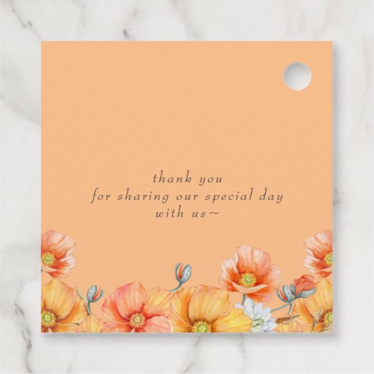 Rustige Waterverf Oranje pompoenen Bedankjes Labels (Achterkant)