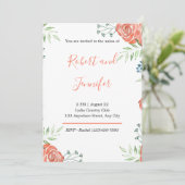 Rustige Waterverf Oranje Rozen huwelijksuitnodigin Kaart (Staand voorkant)