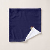 Rustige Waterverf Owl Monogram Naam Navy Blue Bad Handdoek (Wasdoekje)