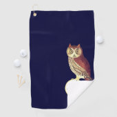 Rustige Waterverf Owl Monogram Naam Navy Blue Golfhanddoek (Insitu)