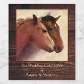 Rustige Waterverf paarden Weddenschap Wijn Etiket (Enkel label)