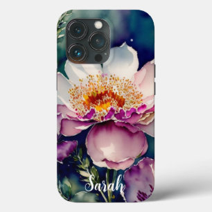 Rustige Waterverf Paars en witte bloemen Case-Mate iPhone Case