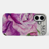 Rustige Waterverf Paars Roos Monogram  Case-Mate iPhone Case (Achterkant (horizontaal))