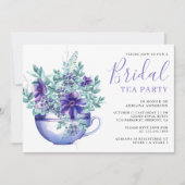 Rustige Waterverf Paarse Anemones Bridal Tea Party Kaart (Voorkant)