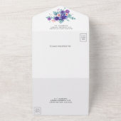 Rustige Waterverf Paarse Anemones Wedding All In One Uitnodiging (Buitenkant)