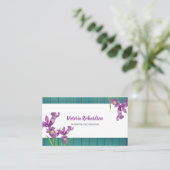Rustige Waterverf Paarse Irises Floral Design Visitekaartje (Staand voorkant)