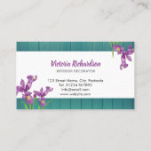 Rustige Waterverf Paarse Irises Floral Design Visitekaartje (Achterkant)