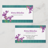 Rustige Waterverf Paarse Irises Floral Design Visitekaartje (Voorkant / Achterkant)