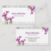 Rustige Waterverf Paarse Irises Floral Design Visitekaartje (Voorkant / Achterkant)