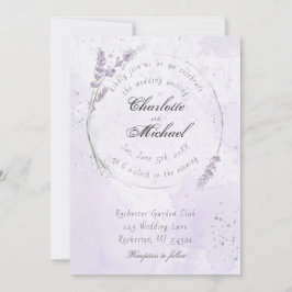 Rustige waterverf paarse lavenderbloembruiloft kaart