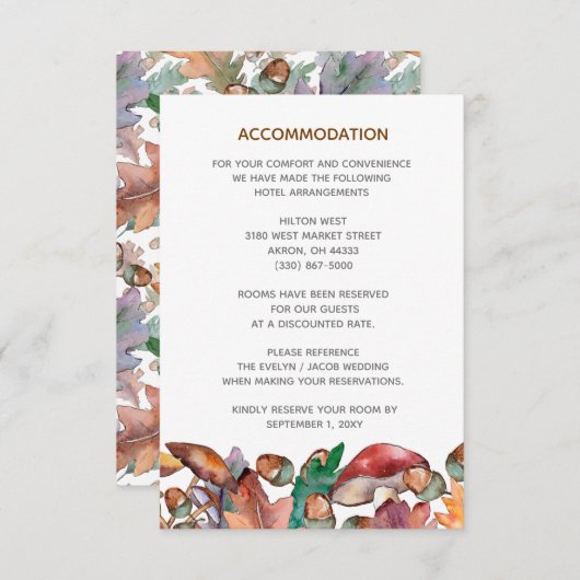 Rustige Waterverf paddenstoelen vieren het huwelij Informatiekaartje (Voorkant / Achterkant)