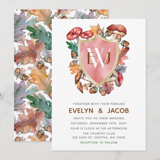 Rustige Waterverf paddenstoelen vieren het huwelij Kaart (Voorkant / Achterkant)