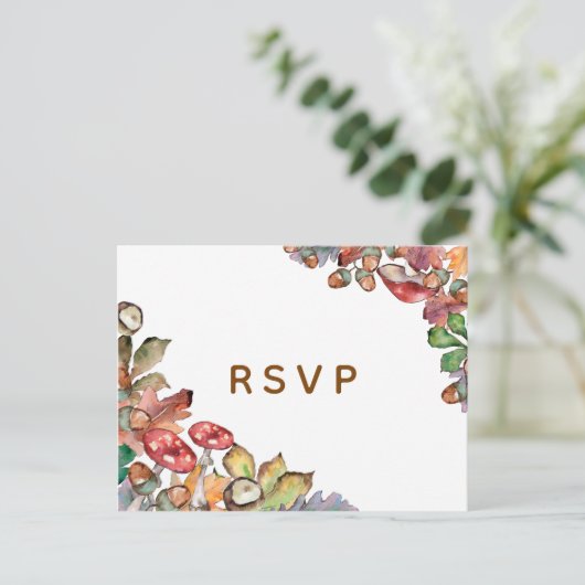Rustige Waterverf paddenstoelen vieren het huwelij Uitnodiging Briefkaart (Staand voorkant)