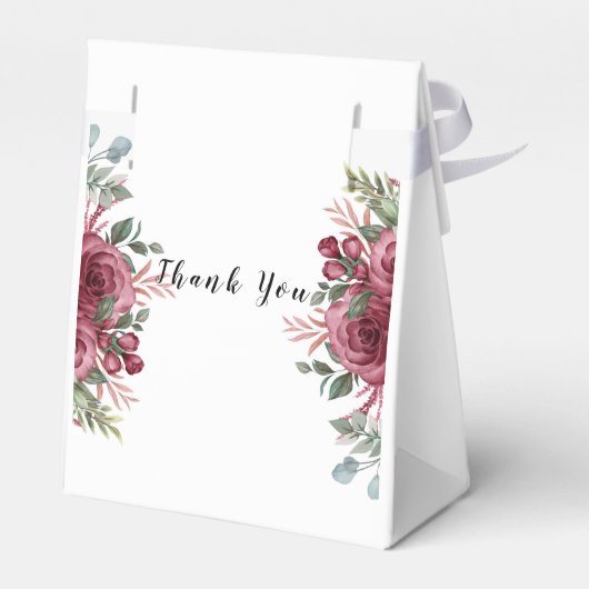 Rustige Waterverf pastel Maroon Bloom Wedding Fav Bedankdoosjes (Achterkant)