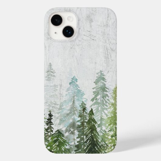 Rustige Waterverf Pijnbos op getextureerd hout Case-Mate iPhone Case (Achterkant)