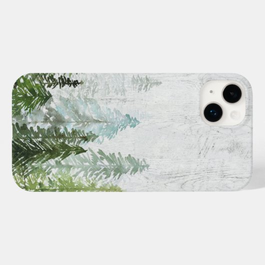 Rustige Waterverf Pijnbos op getextureerd hout Case-Mate iPhone Case (Achterkant (horizontaal))