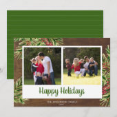 Rustige Waterverf Pine 2 Foto Prettige feestdagen Feestdagenkaart (Voorkant / Achterkant)