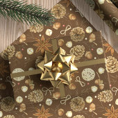 Rustige Waterverf Pine Cone Brown Holiday Cadeaupapier