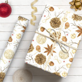 Rustige Waterverf Pine Cone Holiday Cadeaupapier