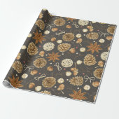 Rustige Waterverf Pine Cone Thanksgiving Cadeaupapier (Uitgerold)