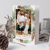 Rustige Waterverf Pine Cone Wreator 2 Foto Feestdagen Kaart