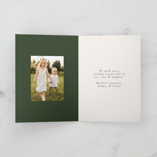 Rustige Waterverf Pine Cone Wreator 2 Foto Feestdagen Kaart (Binnen)