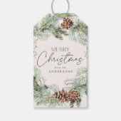 Rustige Waterverf Pine Cone Wreator Cadeaulabel (Voorkant)