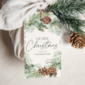 Rustige Waterverf Pine Cone Wreator Cadeaulabel