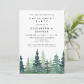 Rustige Waterverf Pine Forest Engagement Party Kaart (Staand voorkant)