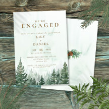 Rustige Waterverf Pine Forest Engagement Party