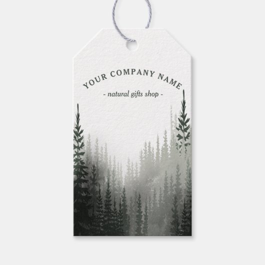 Rustige Waterverf Pine Forest Logo Custom Gift Lab Cadeaulabel (Voorkant)