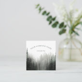 Rustige Waterverf Pine Forest Logo Square Business Vierkante Visitekaartje (Staand voorkant)