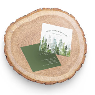 Rustige Waterverf Pine Forest Logo Vierkante Visitekaartje