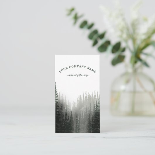 Rustige Waterverf Pine Forest Logo Visitekaartje (Staand voorkant)