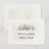 Rustige Waterverf Pine Forest Wedding Bedankt (Voorkant / Achterkant)
