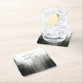 Rustige Waterverf Pine Forest Wedding Favor Kartonnen Onderzetters (Insitu)