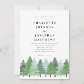 Rustige Waterverf Pine Forest Wedding Kaart (Voorkant)