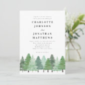 Rustige Waterverf Pine Forest Wedding Kaart (Staand voorkant)