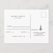 Rustige Waterverf Pine Forest Winter RSVP Uitnodiging Briefkaart (Achterkant)