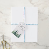 Rustige Waterverf Pine Forest Winter Wedding Cadeaulabel (Met Touw)